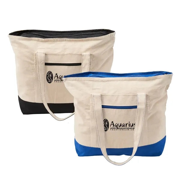 Zippered Cotton Canvas Tote Bag