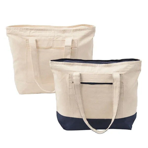Zippered Cotton Canvas Tote Bag