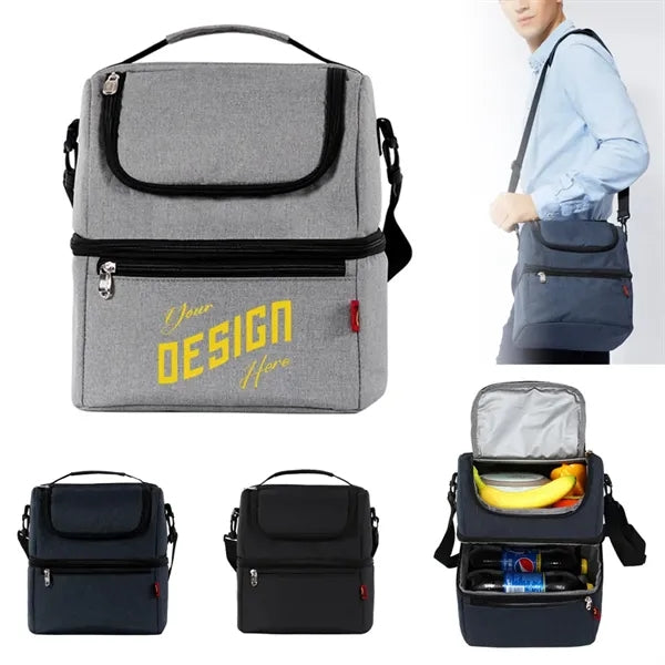 Double Decker Insulated Large Lunch Cooler Bag