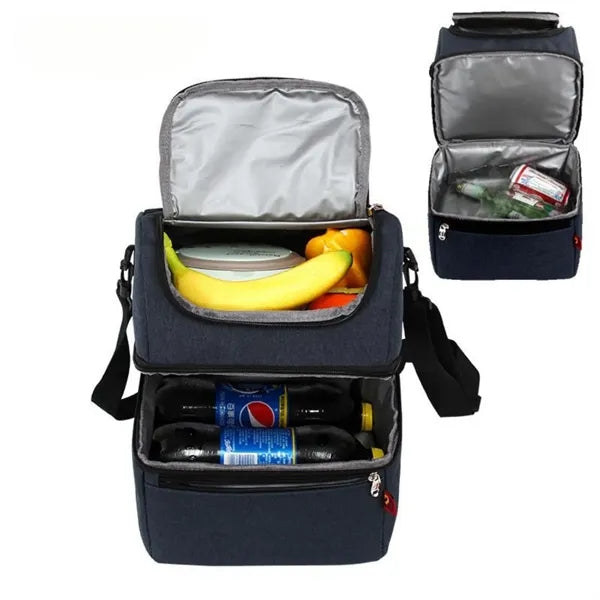 Double Decker Insulated Large Lunch Cooler Bag