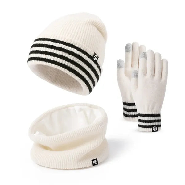 Winter Beanie Hat Scarf Gloves Set