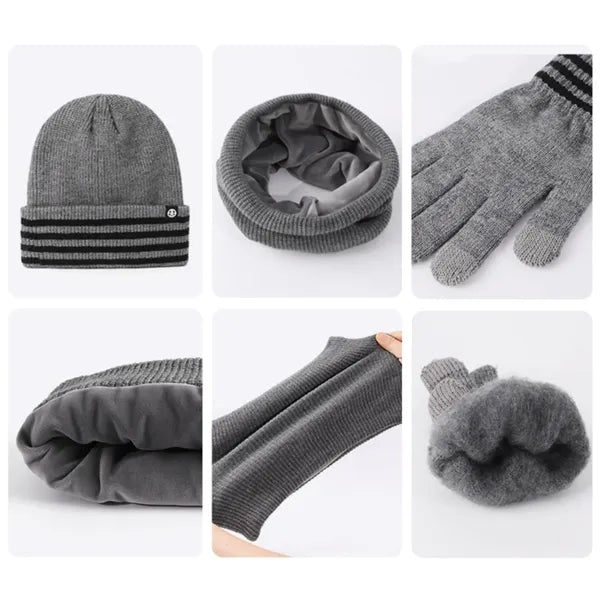 Winter Beanie Hat Scarf Gloves Set