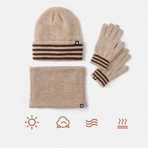 Winter Beanie Hat Scarf Gloves Set