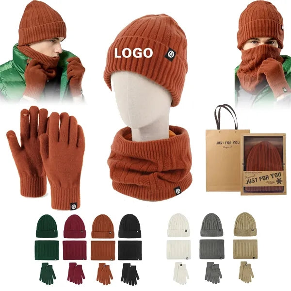 Beanie Hat Scarf Gloves Set For Cold Weather