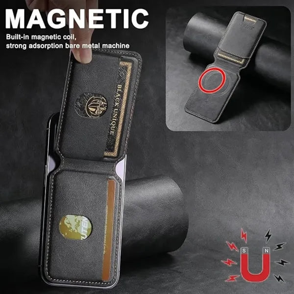 Magnetic Wallet Card Holder with Adjustable Stand