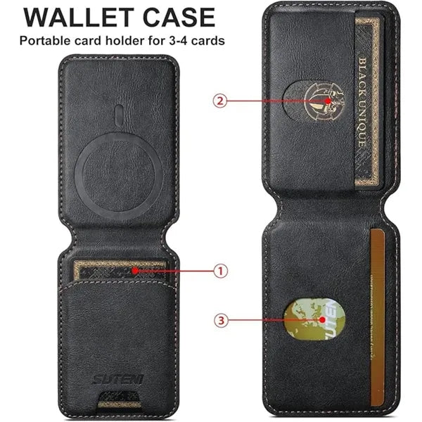 Magnetic Wallet Card Holder with Adjustable Stand