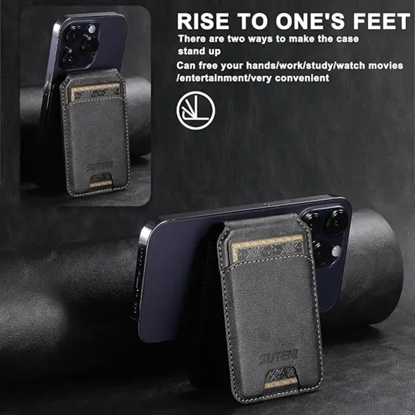 Magnetic Wallet Card Holder with Adjustable Stand