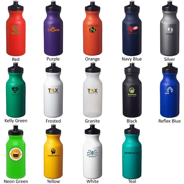 Lightweight Push-cap Water Bottle - Recyclable, 20 oz.
