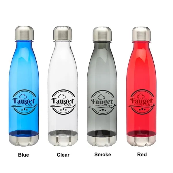 Cola-shaped Plastic Water Bottle - Steel Cap, 25 oz.