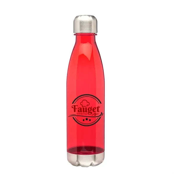 Cola-shaped Plastic Water Bottle - Steel Cap, 25 oz.