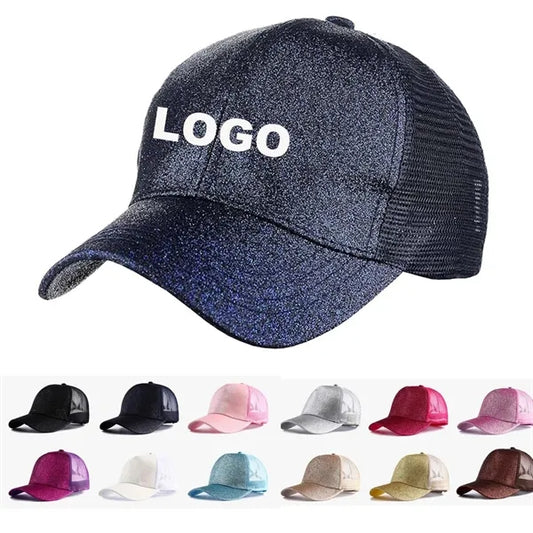 Glitter Sequin Baseball Cap with Mesh