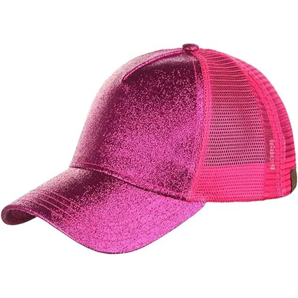 Glitter Sequin Baseball Cap with Mesh