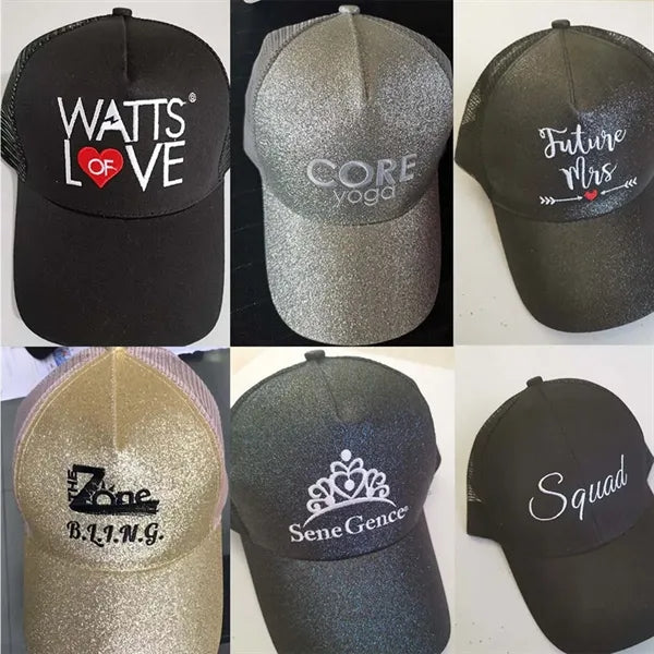 Glitter Sequin Baseball Cap with Mesh