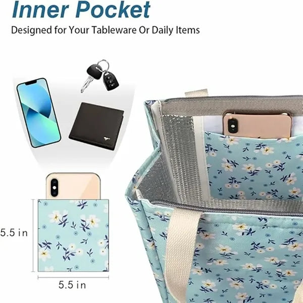 Handheld Insulated Lunchbox with Interior Pockets