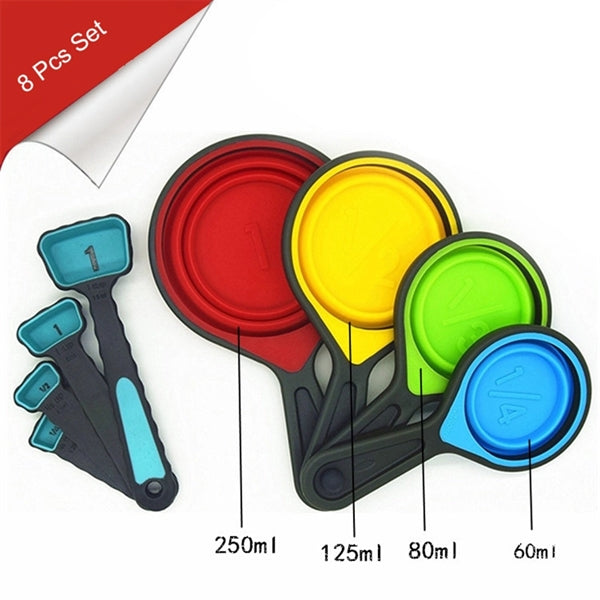 Collapsible Measuring Cups and Spoons 8 pcs