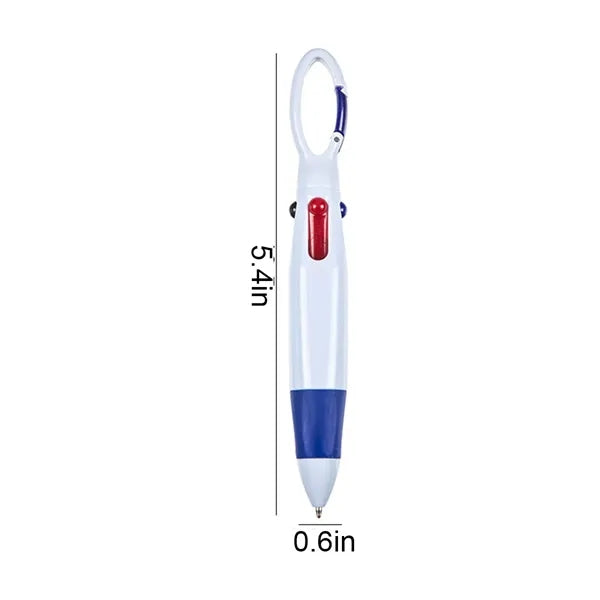 4 Color Ballpoint Pen With Carabiner Clip