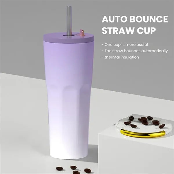 24-oz Leakproof Insulated Stainless Steel Tumbler with Straw