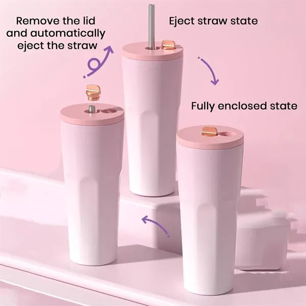 24-oz Leakproof Insulated Stainless Steel Tumbler with Straw