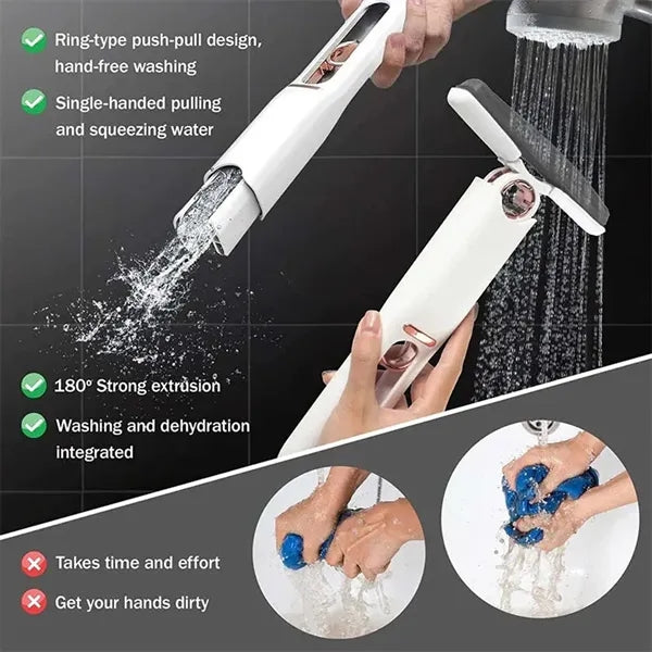 Foldable Compact Lightweight Dual-Use Self-Squeezing Mop