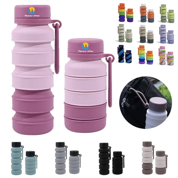 16oz Portable Collapsible Leakproof Silicone Water Bottle