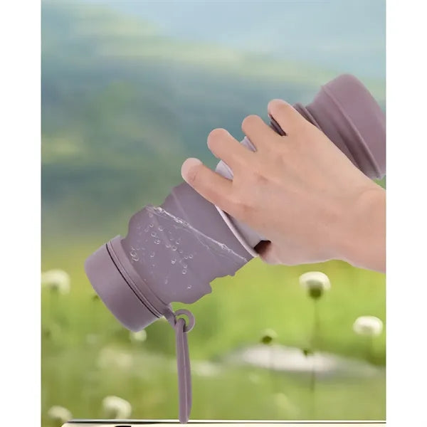 16oz Portable Collapsible Leakproof Silicone Water Bottle