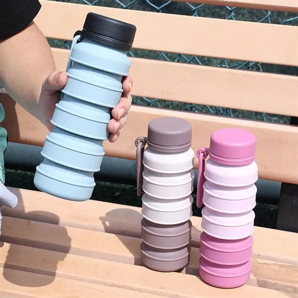 16oz Portable Collapsible Leakproof Silicone Water Bottle
