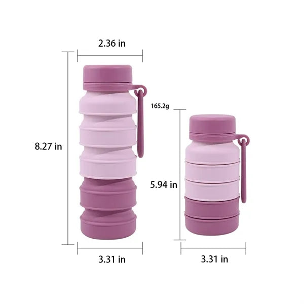 16oz Portable Collapsible Leakproof Silicone Water Bottle