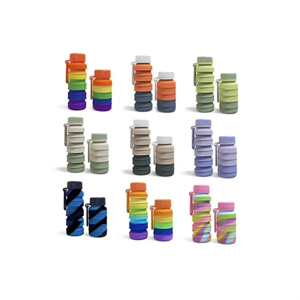 16oz Portable Collapsible Leakproof Silicone Water Bottle