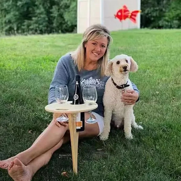 Portable Compact Foldable Wooden Outdoor Wine Table