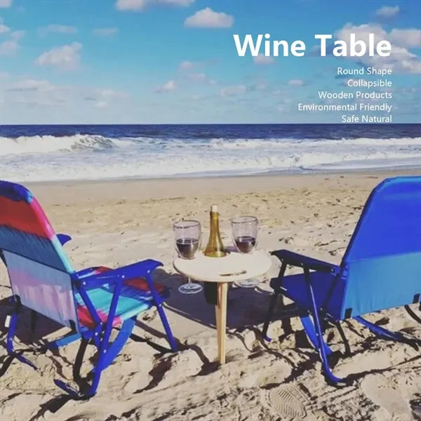 Portable Compact Foldable Wooden Outdoor Wine Table