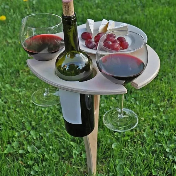 Portable Compact Foldable Wooden Outdoor Wine Table
