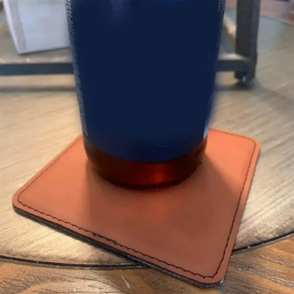 PU Leather-Wrapped Stainless Steel Can Opener Coaster