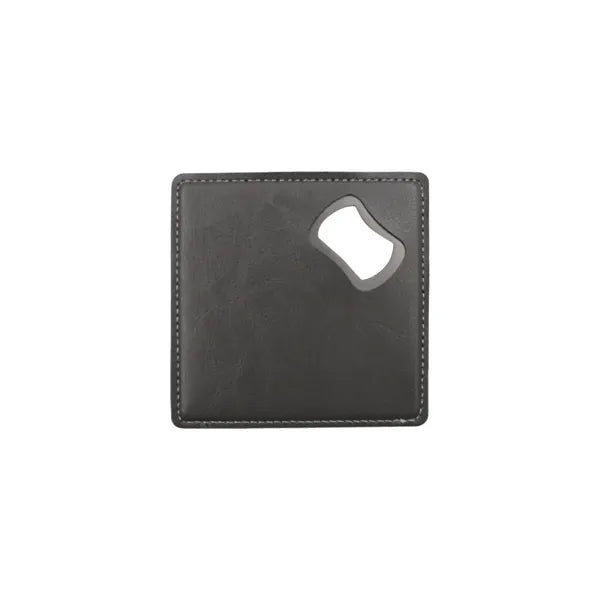 PU Leather-Wrapped Stainless Steel Can Opener Coaster