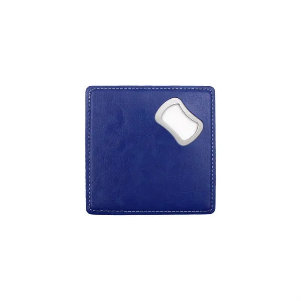 PU Leather-Wrapped Stainless Steel Can Opener Coaster