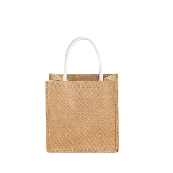 Eco Friendly Jute Burlap Tote Bag With Cotton Handles
