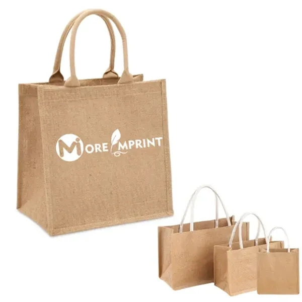 Eco Friendly Jute Burlap Tote Bag With Cotton Handles