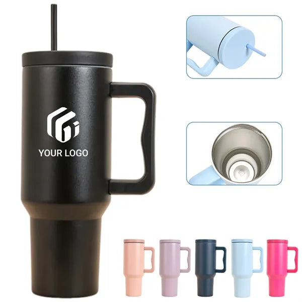 Large travel coffee insulated cup 40 oz tumbler with handle