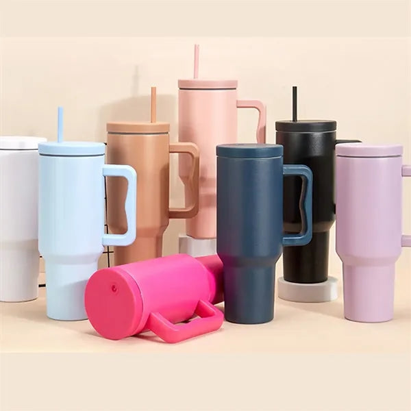 Large travel coffee insulated cup 40 oz tumbler with handle