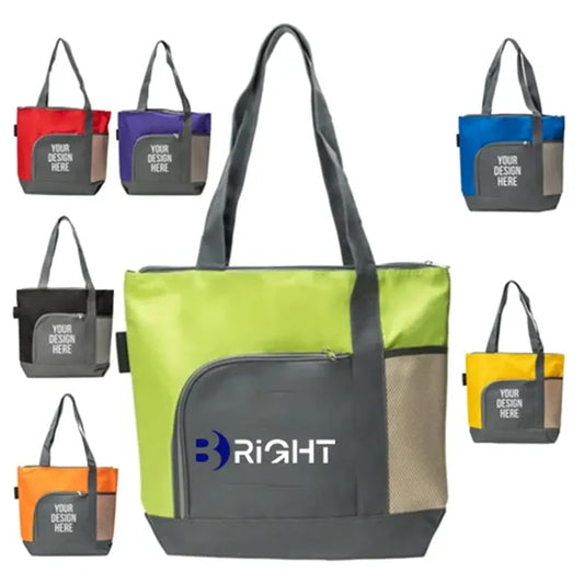 Two Tone Zipper Tote