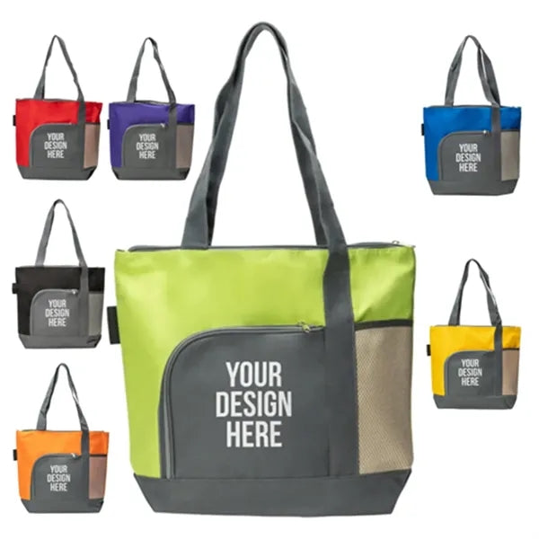 Two Tone Zipper Tote