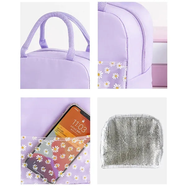 Portable Cationic Insulated Lunch Bag With Front Pocket