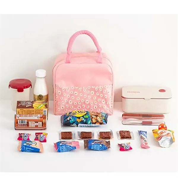 Portable Cationic Insulated Lunch Bag With Front Pocket