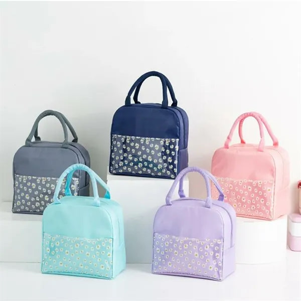 Portable Cationic Insulated Lunch Bag With Front Pocket