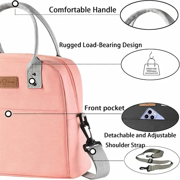 Insulated Travel Lunch Bag with Shoulder Strap