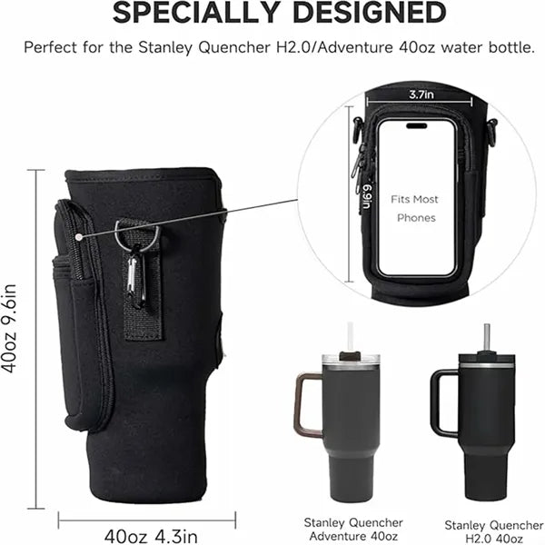 40 OZ Water Bottle Bag With Mobile Phone Pocket