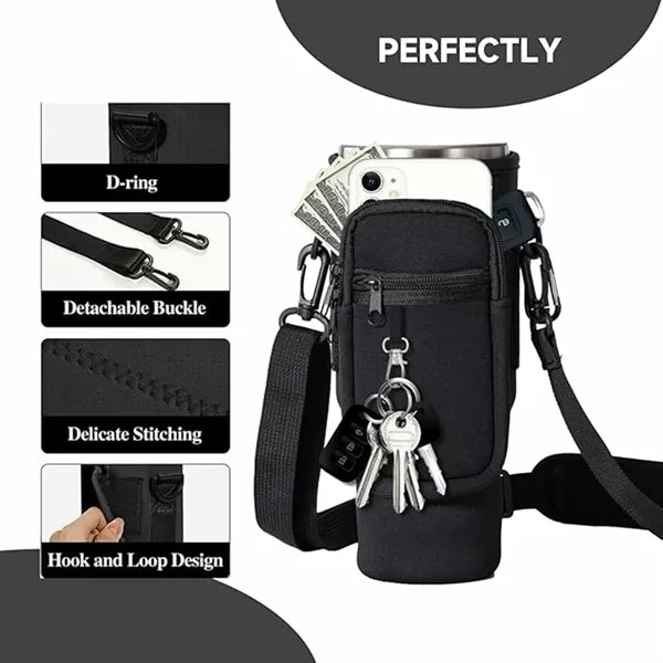 40 OZ Water Bottle Bag With Mobile Phone Pocket