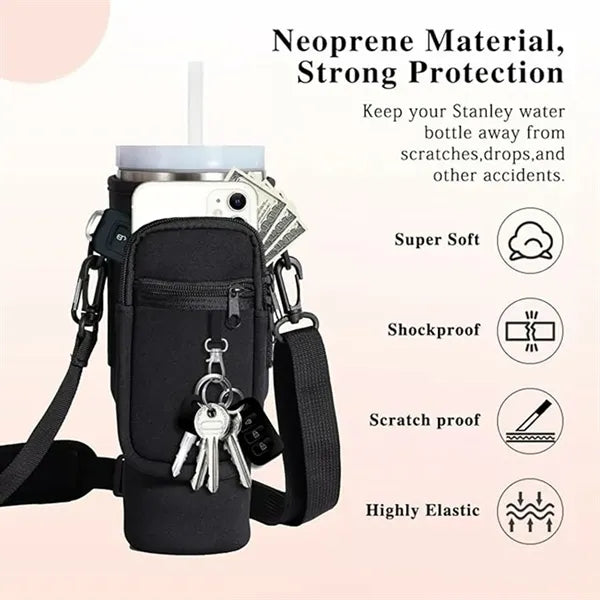 40 OZ Water Bottle Bag With Mobile Phone Pocket