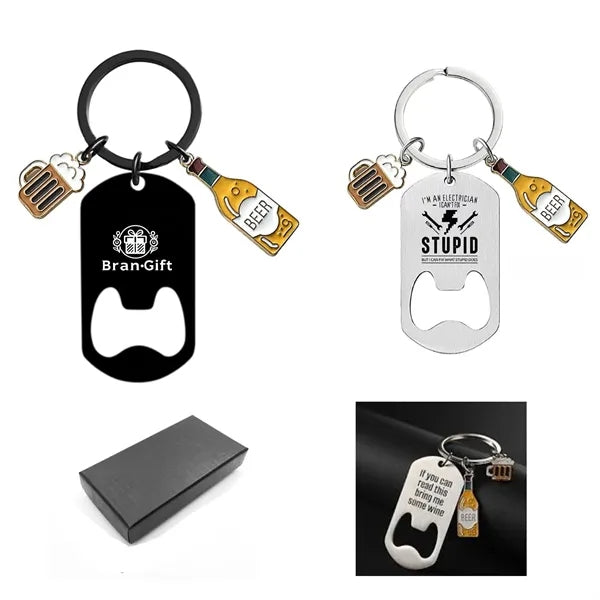 Portable Stainless Steel Bottle Opener Dad Keychain for Fath