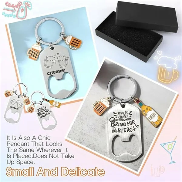 Portable Stainless Steel Bottle Opener Dad Keychain for Fath