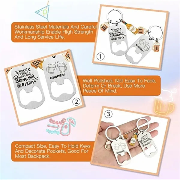 Portable Stainless Steel Bottle Opener Dad Keychain for Fath